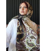 Damla Motif Desen Çikolata Soft Pamuk Şal (Standart)