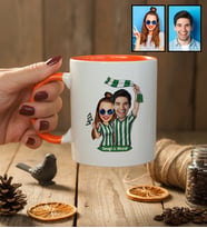 Kişiye Özel Karikatürlü Yeşil Beyaz Taraftar Sevgiliye Hediye Kupa Bardak Sevgililer Günü Hediyesi