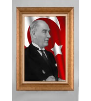 Altın Varaklı Paspartulu Çerçeveli Atatürk Tablo sd66
