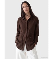 LCW EVERYDAY Kahverengi Beli Bağcıklı Çizgili Kadın Gömlek Tunik