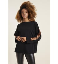 BAKIR KOL DETAY SWEATSHIRT  (Siyah)
