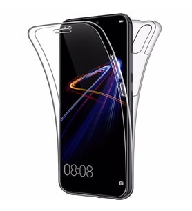 Huawei P20 Lite 360 Derece Kılıf Kristal Silikon Şeffaf Ön Arka