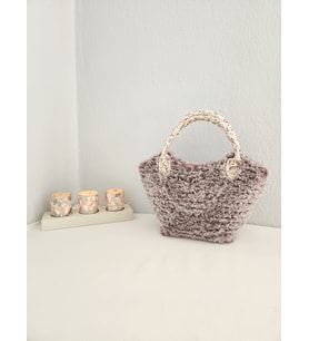 Zara Model, Kahve-Beyaz, Kanvas İşleme, Handmade, Peluş, Kadın El Çantası