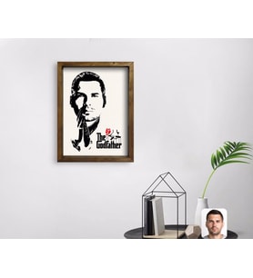 BK Gift Kişiye Özel Godfather Baba Tasarımlı Doğal Masif Ahşap Çerçeveli Tablo 45x65cm-6