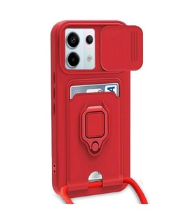 Xiaomi Redmi Note 13 Pro 5g Kılıf Zuma Kartvizitli Yüzüklü Silikon - Kırmızı