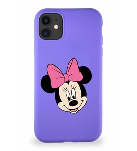 Apple iPhone 11 Soft Premier Kapak Minnie Mouse-C Tasarımlı Silikon Kılıf - Mor (Şeffaf)