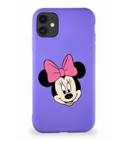 Apple iPhone 11 Soft Premier Kapak Minnie Mouse-C Tasarımlı Silikon Kılıf - Mor (Şeffaf)