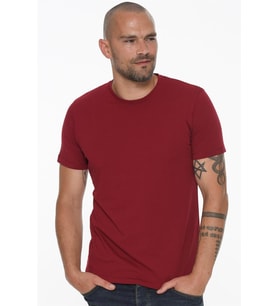 T8569 DEWBERRY BİSİKLET YAKA ERKEK T-SHIRT-KOYU BORDO