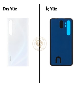 Xiaomi Mi Note 10 Lite Buz Beyazı Arka Pil Kapağı Batarya Kapağı Lazer Kesim Back Cover