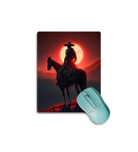 SonicTouch Gün Batımı Kovboy Temalı Kaydırmaz Gaming Oyuncu Dikişsiz Siyah Mouse Pad17x21cm