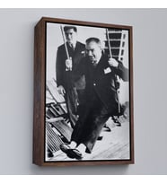 Çerçeveli Atatürk Portre Tablosu Mustafa Kemal Atatürk Dikdörtgen Dekoratif Kanvas Tablo (Siyah)
