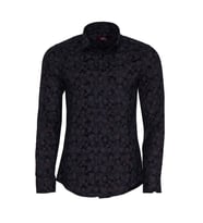 Çiçek Desenli Slim Fit Lacivert Erkek Gömlek - Wessi