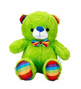 Oturan Kurdeleli Renkli Peluş Ayı 30 cm