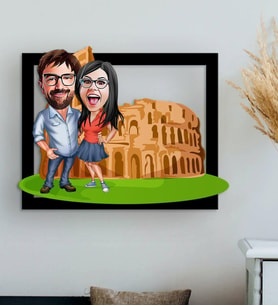 BK Gift Kişiye Özel Sevgililer Antik Roma Karikatürlü 3D Ahşap Tablo-1