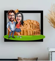 BK Gift Kişiye Özel Sevgililer Antik Roma Karikatürlü 3D Ahşap Tablo-1