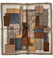 Geometrik Desen Elegante Seri Eşarp Eşarp Askısı İle Birlikte 100x100 cm Krem Ka