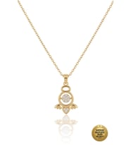Gold Melek Kolye,Kanatlı Kalp Zirkon Kadın Kolye Altın Kaplama18gp, Ahşap Kutu İçerisinde0019