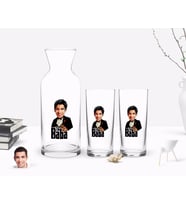 BK Gift Kişiye Özel Renkli Baskılı Godfather Baba Karikatürlü İkili Rakı Bardağı ve Karaf Hediye Seti-4 (Model 1)
