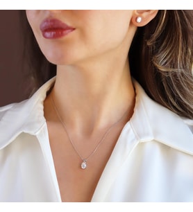 Elips Mini Mozanit Taşlı Gümüş Set
