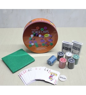 Metal Kutulu 120 Chip Ve 2 Adet İskambil Kağit Setine Sahip Poker Oyunu Alk3535