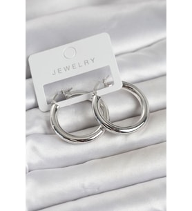 Gümüş Renk Pirinç Halka 30 mm Kadın Küpe - TJ-BKP11760
