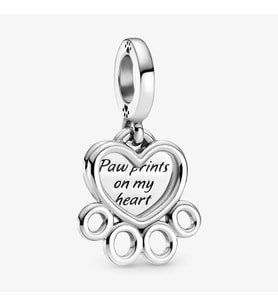 Nur Silver Kalp ve Pati İzi Sallantılı Gümüş Charm NUR-BL00268