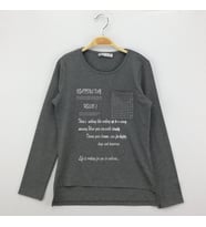 Toontoy Kız Çocuk T-Shirt Varak Baskı Cepli (Antrasit Melanj)