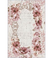 Eliana Home Baskılı, Yıkanabilir Kaymaz Taban Salon Halısı LNA0202-SD767 100x150 cm (Pembe)