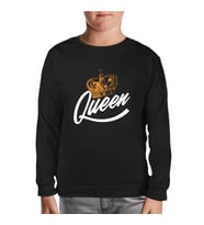 Queen Logo with a Crown Siyah Çocuk Sweatshirt