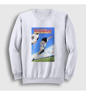 Presmono Unisex Beyaz Shoot Futbol Anime Kaptan Captain Tsubasa Sweatshirt 326838tt