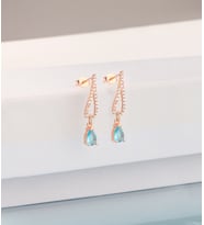 925 Ayar Gümüş Damla Aquamarine Kanat Küpe