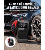 Araç İçin 4 Fonksiyonlu Akü Takviye ve Lastik Şişirme Cihazı Yeni Nesil