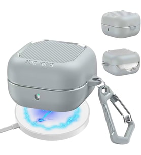Samsung Galaxy Buds 4 / Buds 4 Pro Uyumlu Karbon Fiber Hybrid Polymer Technology Darbeye Dayanıklı Kulaklık Kılıfı (Gri)