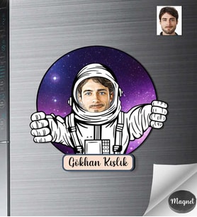 Kişiye Özel Astronot Erkek Ahşap Magnet -3
