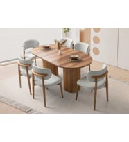 ALYA MDF YEMEK MASASI+6 SANDALYE  (Ceviz)
