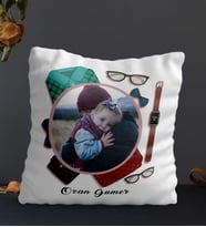 Kişiye Özel Fotoğraf Temalı Kare Yastık (Beyaz)