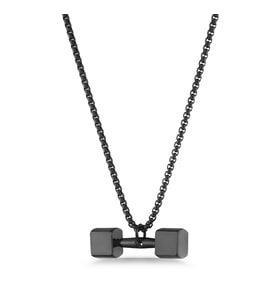 Forentina Çelik Erkek Siyah Halter Kolye-60 cm Zincir PS4157