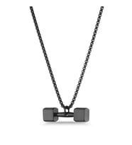 Forentina Çelik Erkek Siyah Halter Kolye-60 cm Zincir PS4157