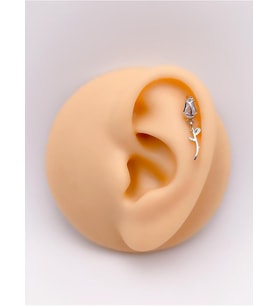 Taşlı Gül Figürlü Kıkırdak Helix Tragus Piercing(1adet)