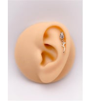 Taşlı Gül Figürlü Kıkırdak Helix Tragus Piercing(1adet)