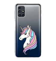 Samsung Galaxy M31s Uyumlu Kamera Korumalı Kapak Unicorn Tasarımlı  Şeffaf  Kılıf