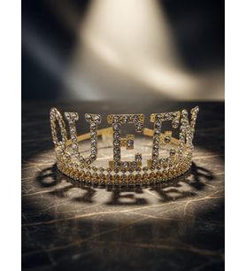 Queen Gold Altın Taşlı Lüks Taç Parti Kostüm Doğum Günü Aksesuarı Dekoru