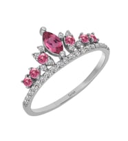 Pırlanta ve Pembe Turmalin Taşlı Diana Tacı Yüzük 0747R0074