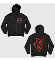 Presmono Unisex Siyah Mouth Of War Pantera Sırt Baskılı Fermuarlı Kapüşonlu Sweatshirt 517500tt