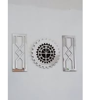 Dekoratif Hediyelik Aynalı Pleksiglass Gümüş Tablo Duvar Saati 3'lü Set 80x50 cm