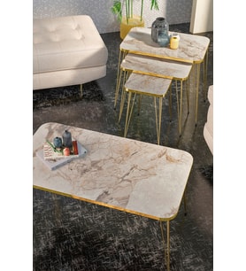 Zigon Sehpa Kr Ve Orta Sehpa Kr Set Gold Efes Tel 1106