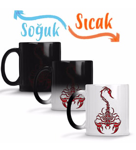 Escorpion Red Sihirli Kupa Bardak Porselen