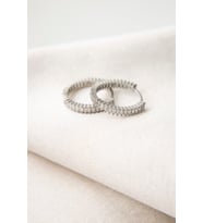 Elika Silver Kadın Baget Taşlı Halka Model 925 Ayar Gümüş Küpe (Gümüş)