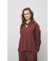 Kadın Basic Modal Düz Dökümlü Gömlek (Bordo)