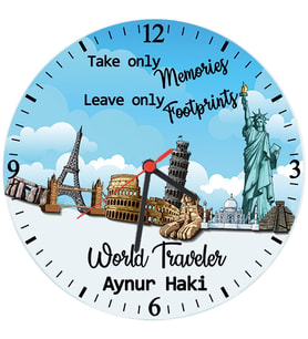 Biresimden World Traveler İsimli Gezgine Hediye Duvar Saati